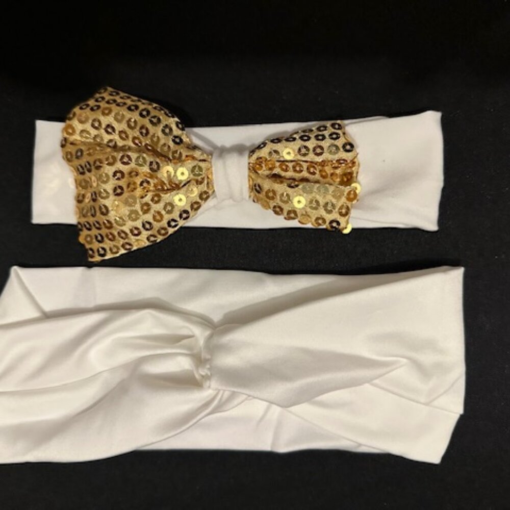 White & Gold Mommy & Me Headband Set  -Women's  HB1023  Handmade NWT Boutique